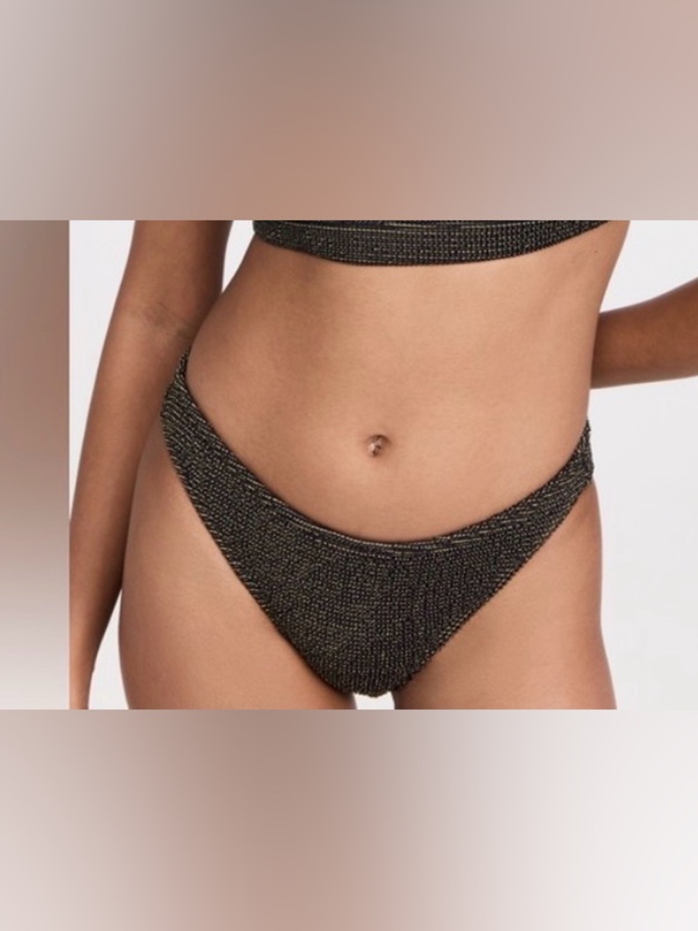 NWT Good American Black & Gold Bikini Bottom Swimwear-Size 5/6